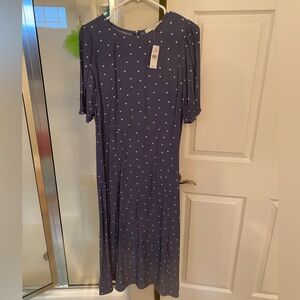 LOFT size 10 hearts on blue dress! Never worn, tag still on, stunning!